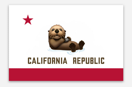 California Sea Otter Flag Sticker